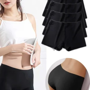 4 Adet Kadın Dikişsiz Görünmez İz Yapmaz Mini Şort Boxer Siyah