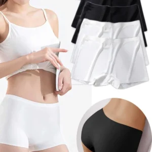 4 Adet Kadın Dikişsiz Görünmez İz Yapmaz Mini Şort Boxer Siyah Beyaz