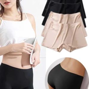 4 Adet Kadın Dikişsiz Görünmez İz Yapmaz Mini Şort Boxer Siyah Ten