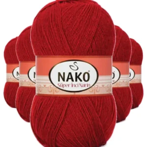 5 Adet Süper İnci El Örgü İpi 100 gr Koyu Kırmızı 1175