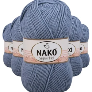 5 Adet Süper İnci El Örgü İpi 100 gr Kot Mavi 1986