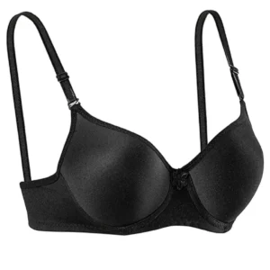Destekli Slikonlu Düz Sütyen Siyah