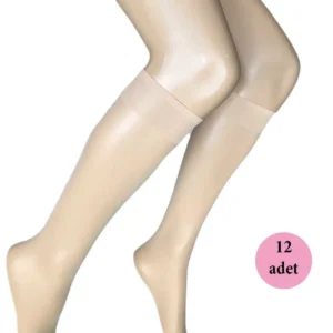 12 Adet Parlak Dizaltı Kadın Çorap 15 Denye Sahra 51