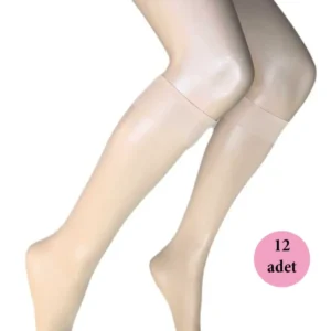 12 Adet Parlak Dizaltı Kadın Çorap 15 Denye Ten 57