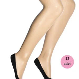12 Adet Mikro Babet Kadın Çorap Siyah 500