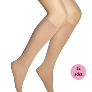 12 Adet Mikro 40 Dizaltı Kadın Çorap Ten 57