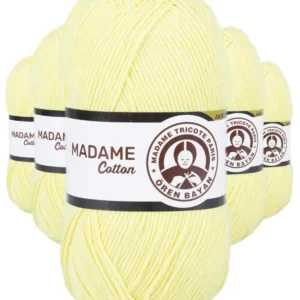 5 Adet Madame Cotton El Örgü İpi Yünü 100 gr 006 Açık Sarı
