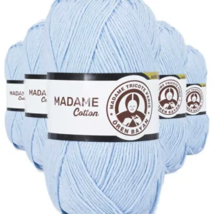 5 Adet Madame Cotton El Örgü İpi Yünü 100 gr 014 Bebe Mavi
