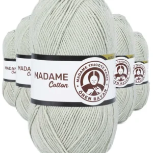 5 Adet Madame Cotton El Örgü İpi Yünü 100 gr 020 Açık Yeşil