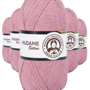 5 Adet Madame Cotton El Örgü İpi Yünü 100 gr 024 Gül Kurusu