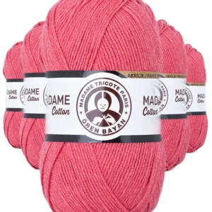 5 Adet Madame Cotton El Örgü İpi Yünü 100 gr 043 Koyu Pembe