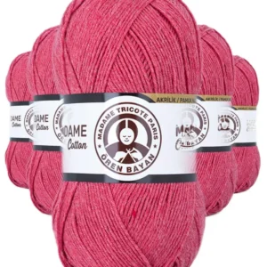 5 Adet Madame Cotton El Örgü İpi Yünü 100 gr 048 Açık Kırmızı