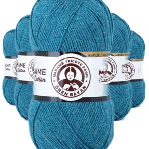 5 Adet Madame Cotton El Örgü İpi Yünü 100 gr 050 Petrol Mavi