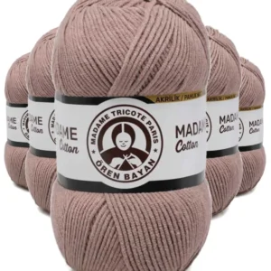 5 Adet Madame Cotton El Örgü İpi Yünü 100 gr 057 Açık Kahve