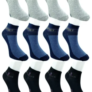 12 Çift Pamuklu Erkek Yazlık Spor Bilek Çorap Siyah Gri Lacivert