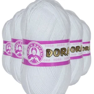 5 Adet Dora El Örgü İpi Yünü 100 gr 000 Beyaz