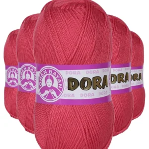 5 Adet Dora El Örgü İpi Yünü 100 gr 002 Nar Çiçeği