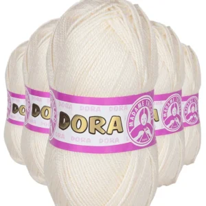 5 Adet Dora El Örgü İpi Yünü 100 gr 004 Krem