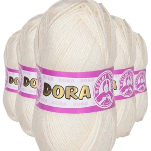 5 Adet Dora El Örgü İpi Yünü 100 gr 005 Koyu Krem
