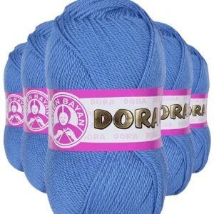 5 Adet Dora El Örgü İpi Yünü 100 gr 015 Mavi