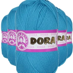 5 Adet Dora El Örgü İpi Yünü 100 gr 025 Turquaz