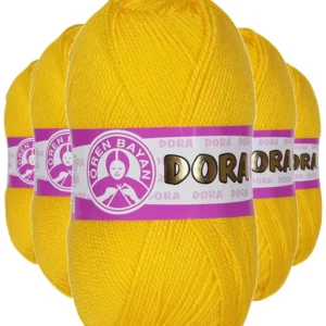 5 Adet Dora El Örgü İpi Yünü 100 gr 029 Koyu Sarı