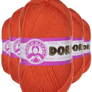 5 Adet Dora El Örgü İpi Yünü 100 gr 031 Turuncu