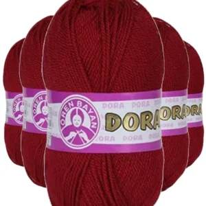 5 Adet Dora El Örgü İpi Yünü 100 gr 033 Koyu Kırmızı