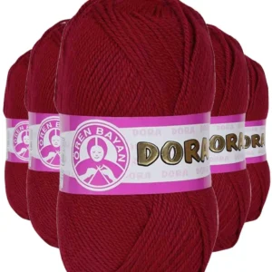 5 Adet Dora El Örgü İpi Yünü 100 gr 034 Koyu Kırmızı