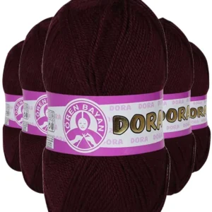 5 Adet Dora El Örgü İpi Yünü 100 gr 035 Bordo