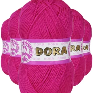 5 Adet Dora El Örgü İpi Yünü 100 gr 045 Fuşya