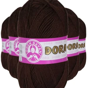 5 Adet Dora El Örgü İpi Yünü 100 gr 083 Kahverengi