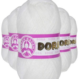 5 Adet Dora El Örgü İpi Yünü 100 gr 100 Beyaz