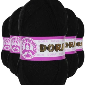 5 Adet Dora El Örgü İpi Yünü 100 gr 999 Siyah