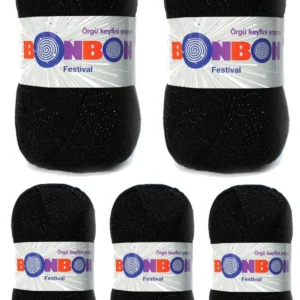 5 Adet Festival Simli Örgü İpi Yünü Renk No:206