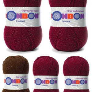 5 Adet Festival Simli Örgü İpi Yünü Renk No:220