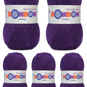 5 Adet Festival Simli Örgü İpi Yünü Renk No:232