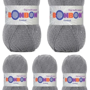 5 Adet Festival Simli Örgü İpi Yünü Renk No:233