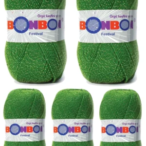 5 Adet Festival Simli Örgü İpi Yünü Renk No:235