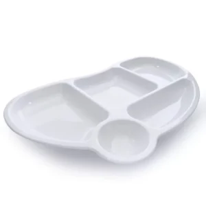 Kırılmaz Melamin 5 Gözlü Mama Tabldot Tabağı Beyaz