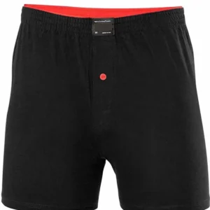 Düğmeli Pamuklu Erkek Penye Boxer Büyük Beden Siyah - 1278A