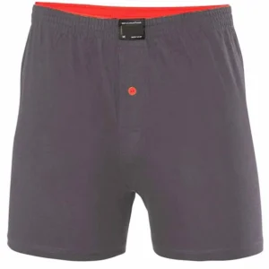 Düğmeli Pamuklu Erkek Penye Boxer Büyük Beden Füme - 1278A