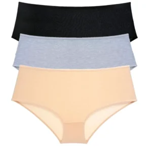 3 Adet Kadın Yüksek Bel Bato Külot Siyah Gri Ten