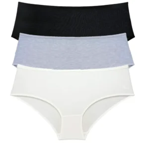 3 Adet Kadın Yüksek Bel Bato Külot Siyah Gri Krem