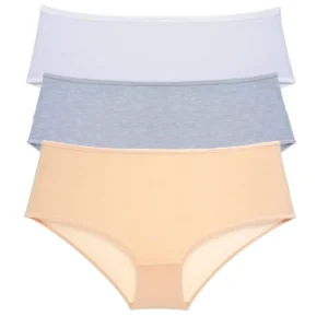 3 Adet Kadın Yüksek Bel Bato Külot Beyaz Gri Ten