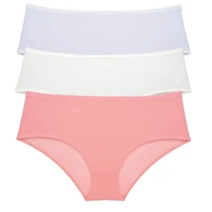 3 Adet Kadın Yüksek Bel Bato Külot Beyaz Krem Pudra