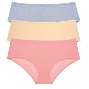 3 Adet Kadın Yüksek Bel Bato Külot Gri Ten Pudra