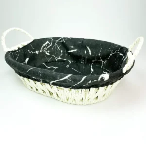 Hasır Örgü Oval Siyah Ekmeklik 30x21x9 cm