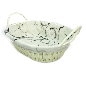 Hasır Örgü Oval Beyaz Ekmeklik 30x21x9 cm