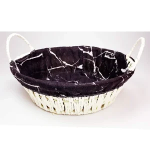 Hasır Örgü Yuvarlak Siyah Ekmeklik 25x25x9 cm